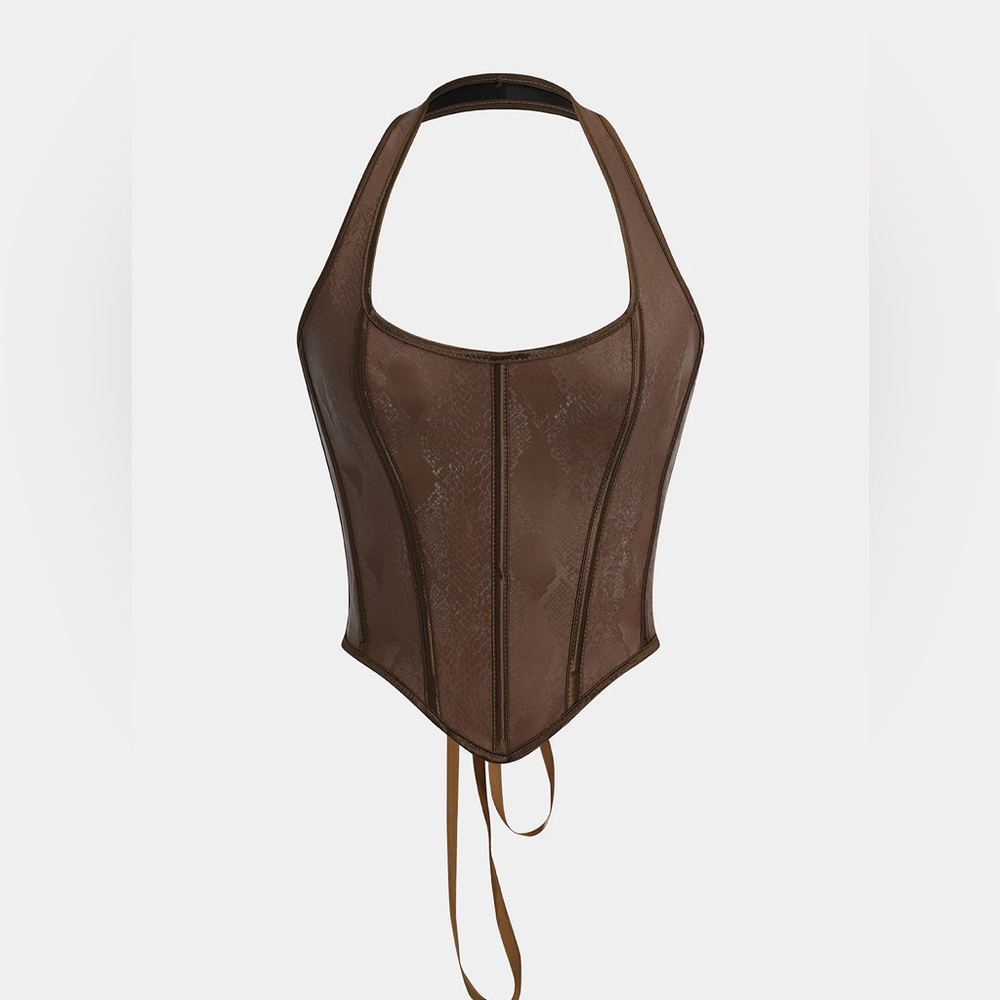Brown Halter Corset Top - Women